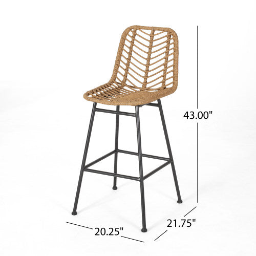 Sawtelle Outdoor Wicker Barstools (Set of 2)