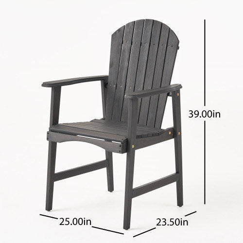 Outdoor Weather Resistant Acacia Wood  Dining Chairs (Set of 2), Dark Gray Finish