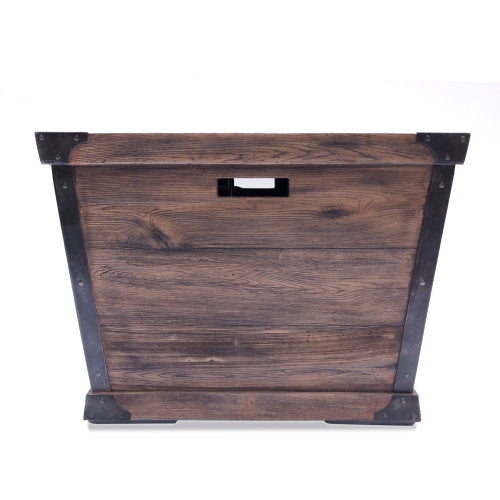 Outdoor Patio 24'' H x 32'' W Square Gas Burning Concrete Fire Pit Wood Pattern - Brown - 40,000 BTU (Tank Inside)