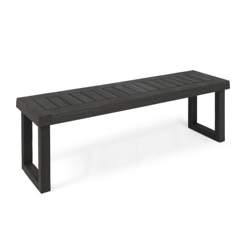Outdoor Acacia Wood Dining Bench,Dark Grey
