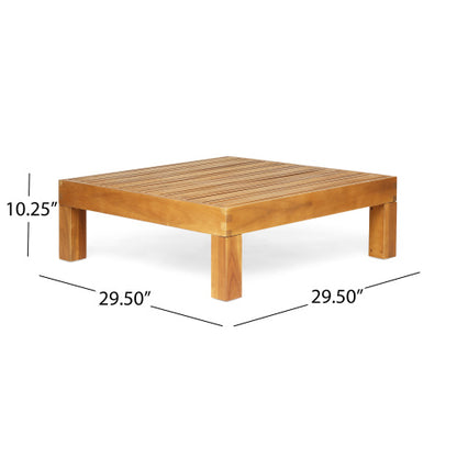 Square Teak Coffee Table, Rustic Style