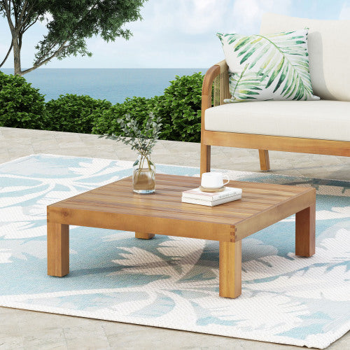 Square Teak Coffee Table, Rustic Style