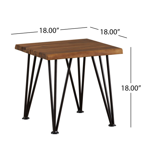 ZION INDUSTRIAL WOOD AND METAL COFFEE TABLE WITH ACCENT TABLE