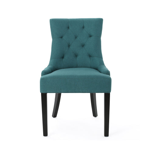 Contemporary Tufted Dining Chairs Set of 2, Polyester Upholstered Arm Chairs with Rubberwood Tapered Legs