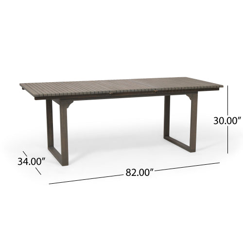 Outdoor Expandable Acacia Wood Dining Table, Gray