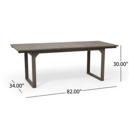 Outdoor Expandable Acacia Wood Dining Table, Gray