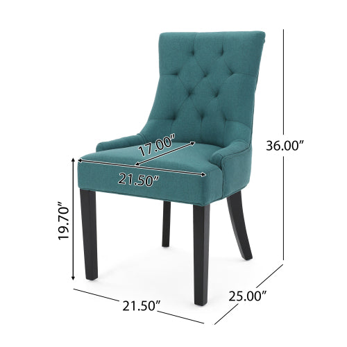 Contemporary Tufted Dining Chairs Set of 2, Polyester Upholstered Arm Chairs with Rubberwood Tapered Legs