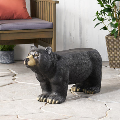 BEAR BENCH, Concrete Outdoor Bench, Outdoor Bench, Matte Black + Black
