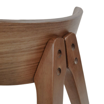 Set of 2 Mid-Century Dining Chairs, Rubberwood Frame Chairs with Curved Back & Splayed Legs