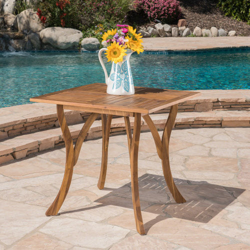 Outdoor Acacia Wood Square Dining Table - 31.50"L x 31.50"W x 30.00"H - Natural brown