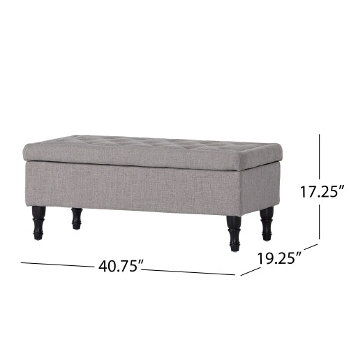 Tufted Storage Ottoman Bench with Solid Wood Legs, 40.94 inch