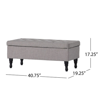 Tufted Storage Ottoman Bench with Solid Wood Legs, 40.94 inch