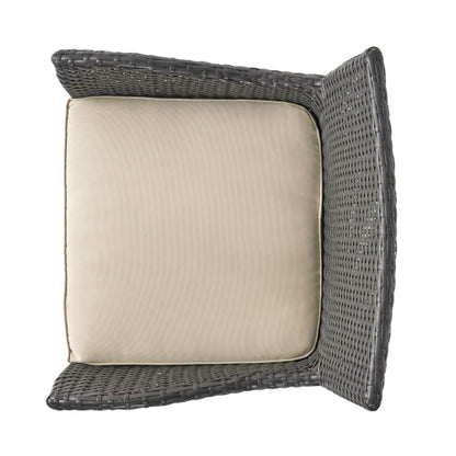 Modern Outdoor Multi-Brown Wicker Swivel Barstool with Tapered Legs, 1-Piece