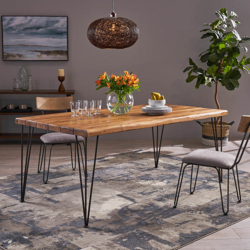 ZION INDUSTRIAL WOOD AND METAL RECTANGULAR DINING TABLE