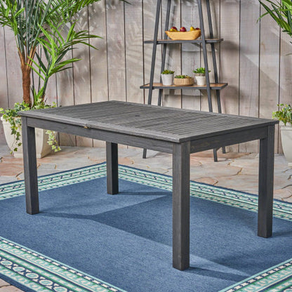 Outdoor Expandable Acacia Wood Dining Table, Dark Grey