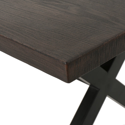 Rolando Outdoor Aluminum Dining Table with Steel Frame, Brown / Black