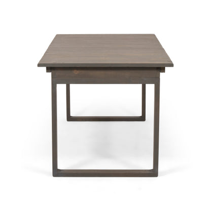 Outdoor Expandable Acacia Wood Dining Table, Gray