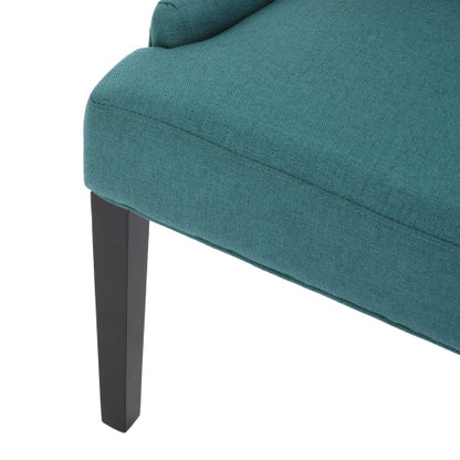Contemporary Tufted Dining Chairs Set of 2, Polyester Upholstered Arm Chairs with Rubberwood Tapered Legs