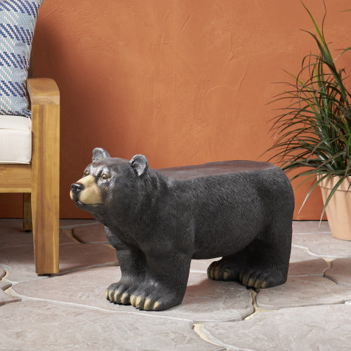BEAR BENCH, Concrete Outdoor Bench, Outdoor Bench, Matte Black + Black