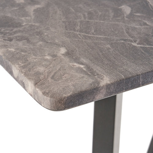 Modern Bar Height 42inch   Dining Table, Rubberwood Legs and Laminate Table Top, Paladina Marble Finish, Black