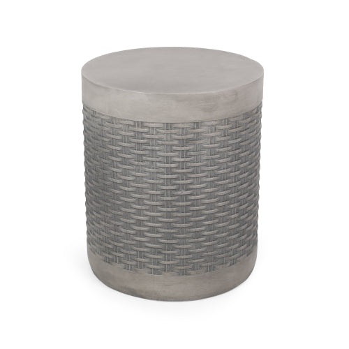 Outdoor Lightweight End Table Round Concrete Outdoor Side Table