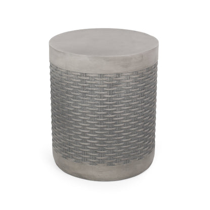 Outdoor Lightweight End Table Round Concrete Outdoor Side Table