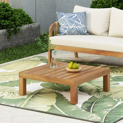 Square Teak Coffee Table, Rustic Style
