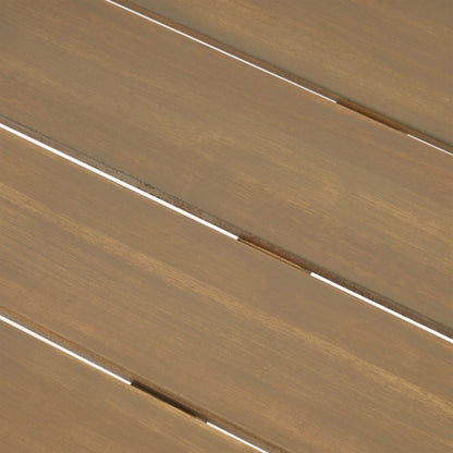 Outdoor Acacia Wood Dining Table,Grey/Rustic Metal