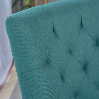Contemporary Tufted Dining Chairs Set of 2, Polyester Upholstered Arm Chairs with Rubberwood Tapered Legs