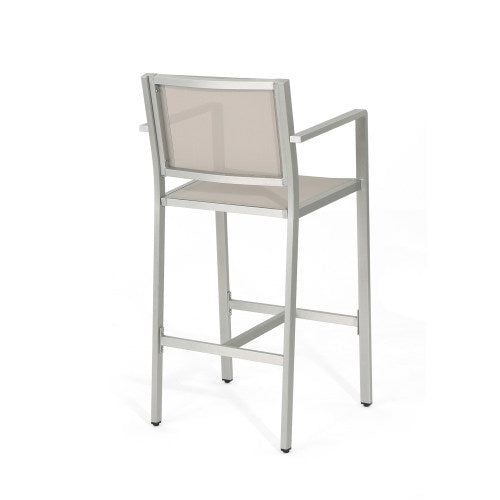 29.50" Barstools with Silver Rust-Proof Aluminum Frame, Grey Mesh, Set of 2