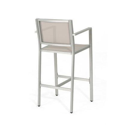 29.50" Barstools with Silver Rust-Proof Aluminum Frame, Grey Mesh, Set of 2