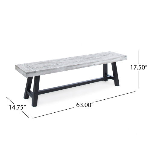 Outdoor Carlisle Benches, Sandblasted Light Gray + Black(Set of 2)