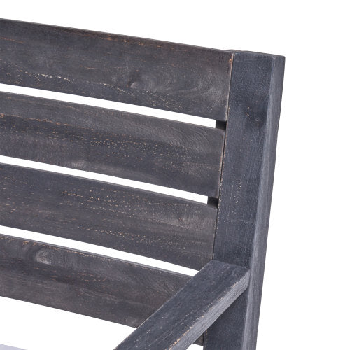 Outdoor Dining Chair Set of 2, Dark Grey With Light Grey Cushion