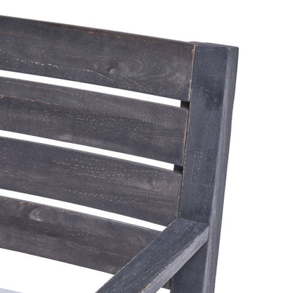 Outdoor Dining Chair Set of 2, Dark Grey With Light Grey Cushion