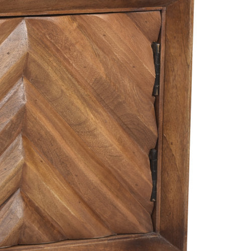 Mango Wood & Iron Accent Cabinet, Chevron Door, 17.5inchW¡Á15inchD¡Á21.5inchH