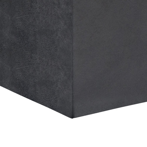 17 Inch Storage Ottoman with Tray Distressed Black Vegan Leather Cube
