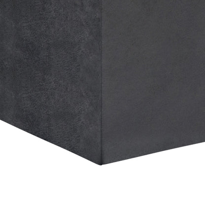 17 Inch Storage Ottoman with Tray Distressed Black Vegan Leather Cube