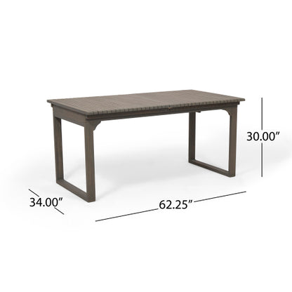 Outdoor Expandable Acacia Wood Dining Table, Gray